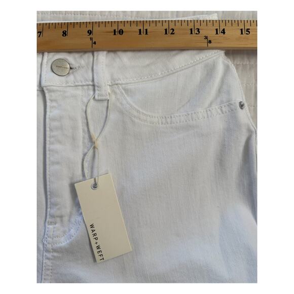 Warp + Weft Crop Bootcut Jeans Womens 8/29 White High Rise Flare Denim Pants New - Picture 8 of 8